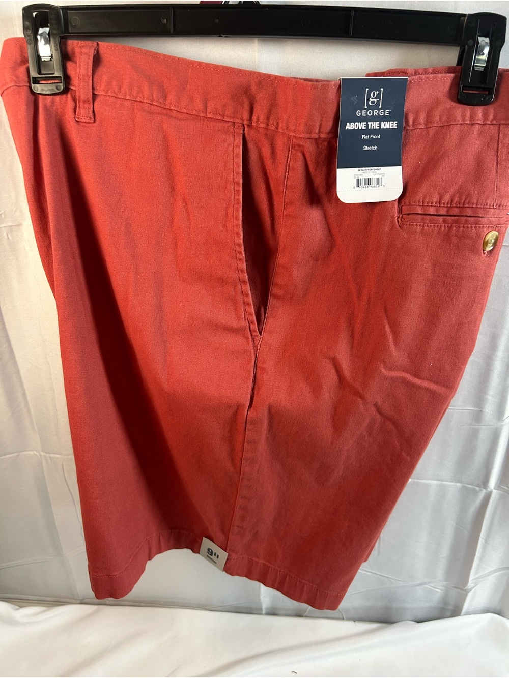 George Men’s Flat Front Rust-Red Stretch Shorts